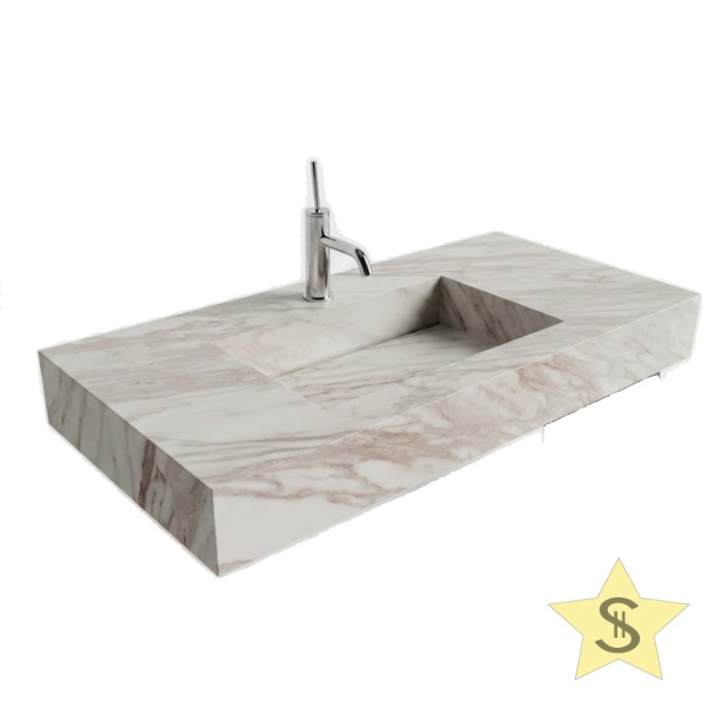 COMPAKT LAVABO 120 51 CM MONOBLOCCO EFFETTO MARMO BIANCO