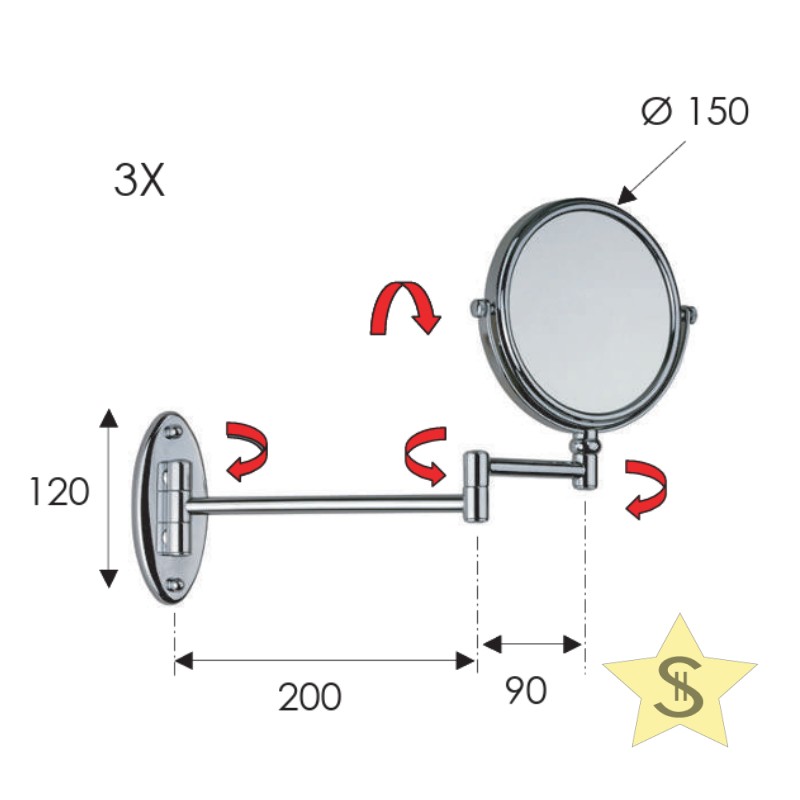 SPECCHIO INGRANDITORE DOPPIA FACCIATA D.15 CM - immagine 2
